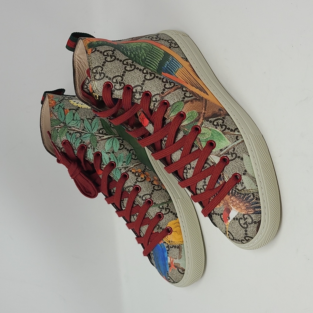 Gucci Unisex Coated Canvas High Top Sneaker Men's Size 5 G Women 9 - Picture 1 of 10